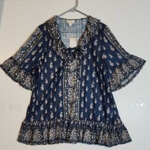 Suzanne Betro Weekend Bell Sleeve Blouse NWT Size 1X